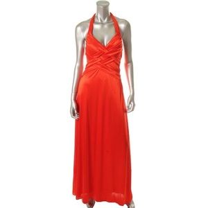 B Darlin Red Satin Halter Gown Size 3/4